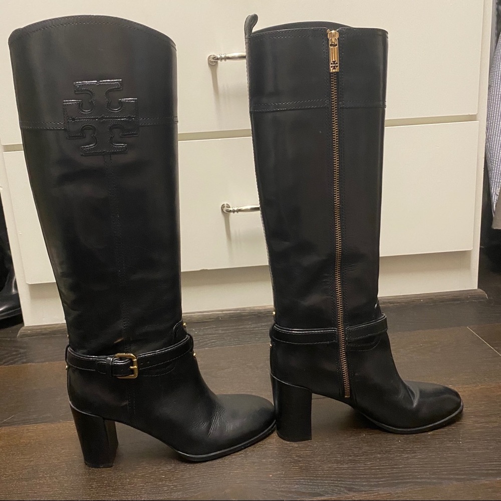 Tory Burch Black Leather Tall Boots